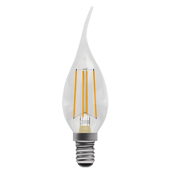 Bell 05033 4W LED Filament Bent Tip Clear Candle Dimmable - SES, 2700K